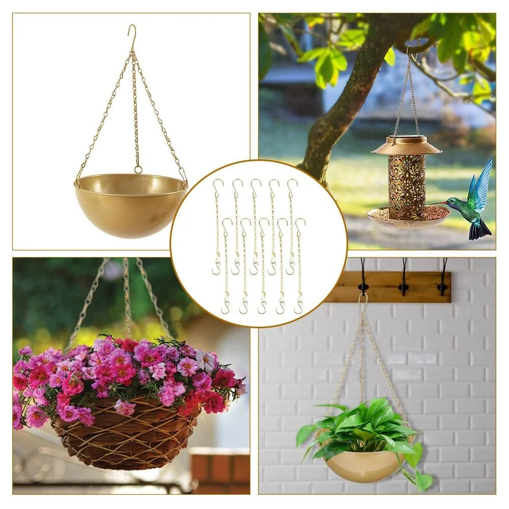 Цепочки для подвесных корзин набор 10 шт. 25 см Металл Золотистый, фото №6