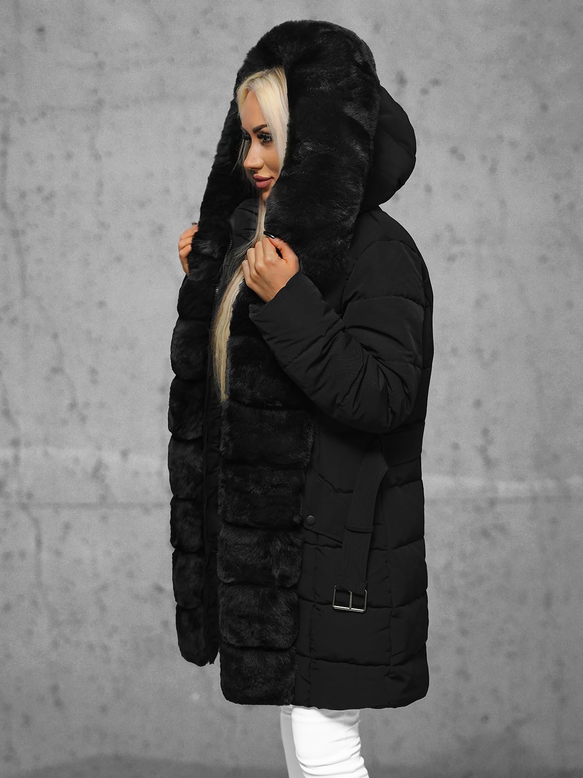 Женская Зимняя Куртка Parka OZONEE JS/11Z8096Z, Цветовые Вариации, Теплая, Функциональная, Длинная, Подкладка из Искусственного Меха, Пуховая, Утепленная, фото №4