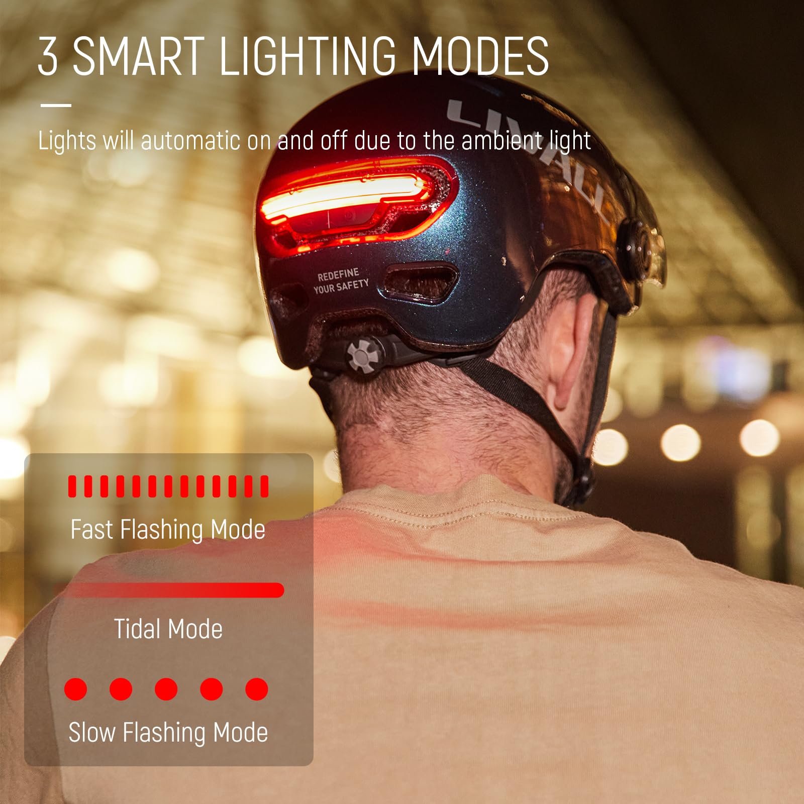 Шолом Smart Bike LIVALL L23 з LED підсвічуванням та знімним козирком, фото №3