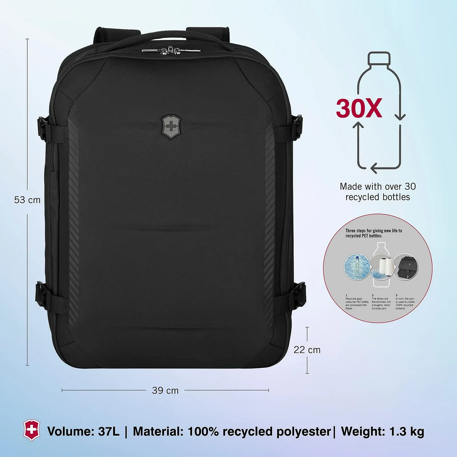 Рюкзак для ноутбука Victorinox Crosslight Boarding Bag 15.6" Расширяемый Черный, фото №2 Рюкзак для ноутбука Victorinox Crosslight Boarding Bag 15.6" Расширяемый Черный, фото №2