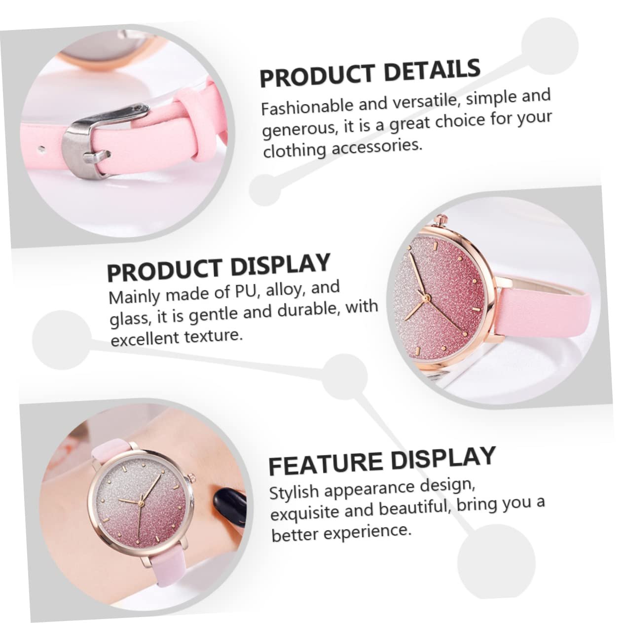 Женские Кварцевые Часы PartyKindom С Модным Ремнем PU Кожи Аналоговые Для Досуга и Вечеринок, фото №2 Женские Кварцевые Часы PartyKindom С Модным Ремнем PU Кожи Аналоговые Для Досуга и Вечеринок, фото №2