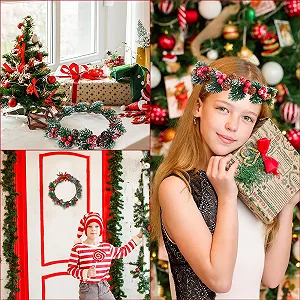 Вінок для волосся Квітковий Різдвяний synthetic.ua - Фото 1