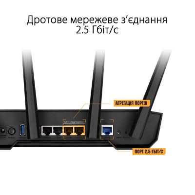 Маршрутизатор ASUS TUF-AX3000 V2 4xGE LAN 2,5xGE WAN 1xUSB3.2 MU-MIMO OFDMA MESH gaming (TUF-AX3000), фото №6