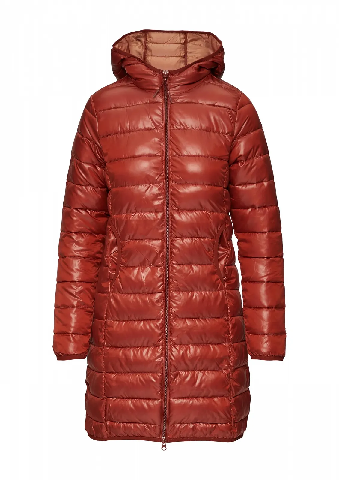 Жіноче пальто стьобане з капюшоном QS, фото №1