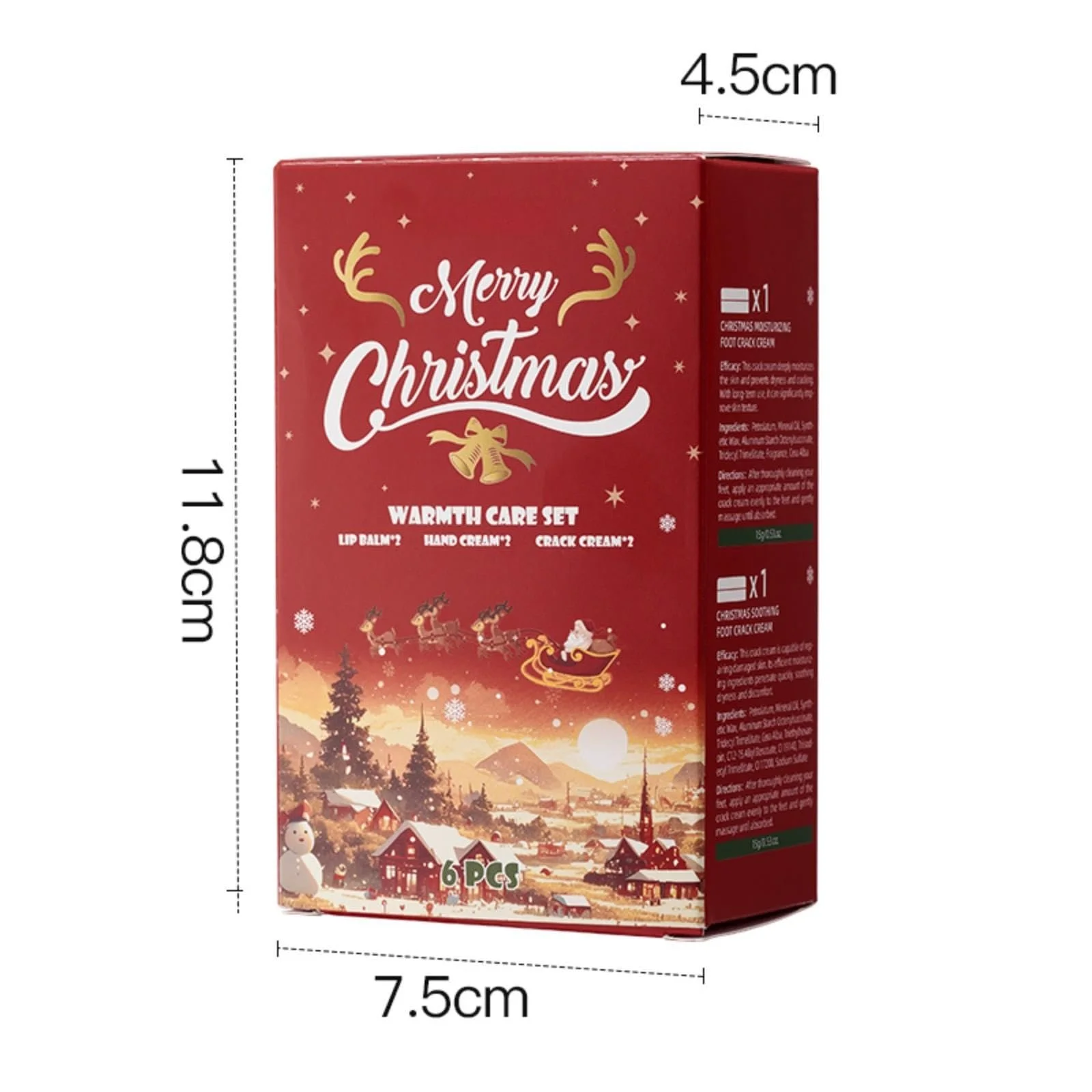 Набір для зимового догляду: 2 креми для рук, 2 зволожувальні бальзами для губ, 2 креми для ніг/рук Christmas Heat Care, фото №8