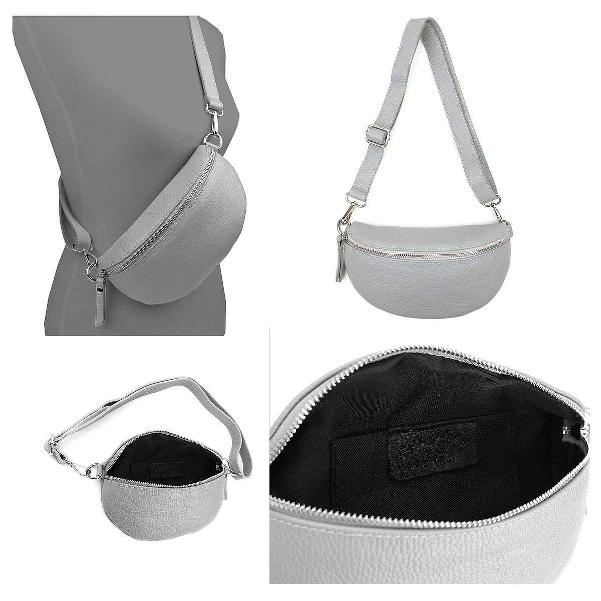 Сумка женская кожаная OBC поясная Crossbody светло-серая, фото №3