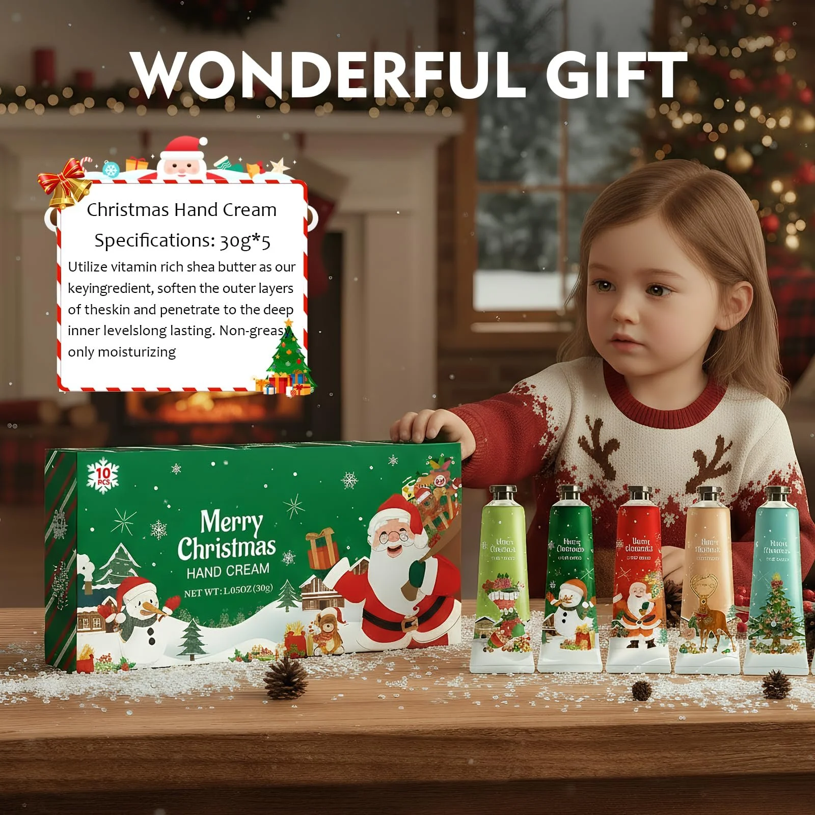 Крем для рук Рождественский набор 10 шт. Увлажняющий, фото №7