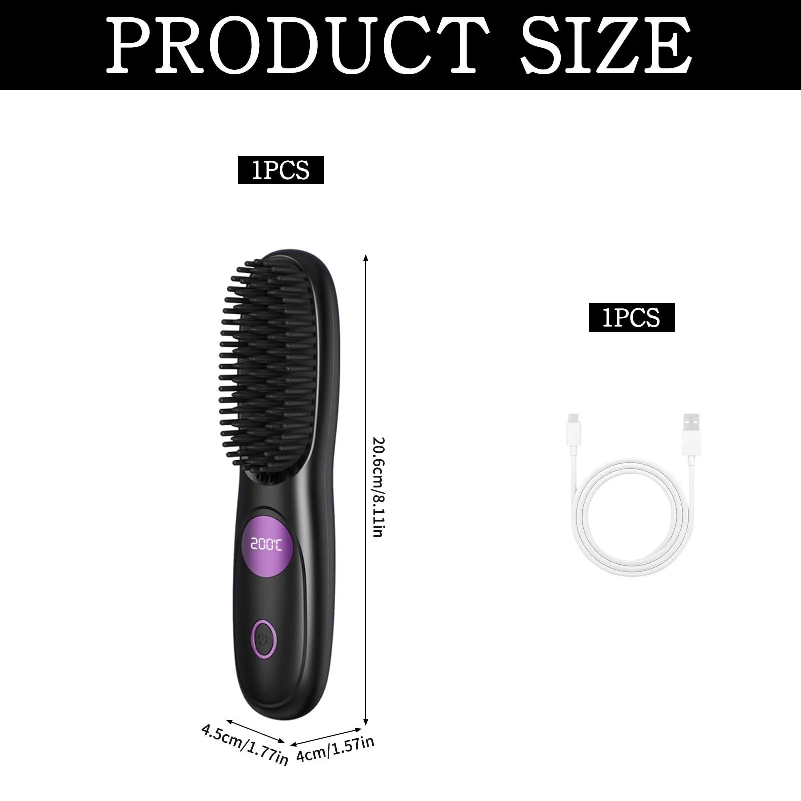 Щітка-випрямляч Wireless 3-Level Anti-scald LED USB, фото №2 Щітка-випрямляч Wireless 3-Level Anti-scald LED USB, фото №2