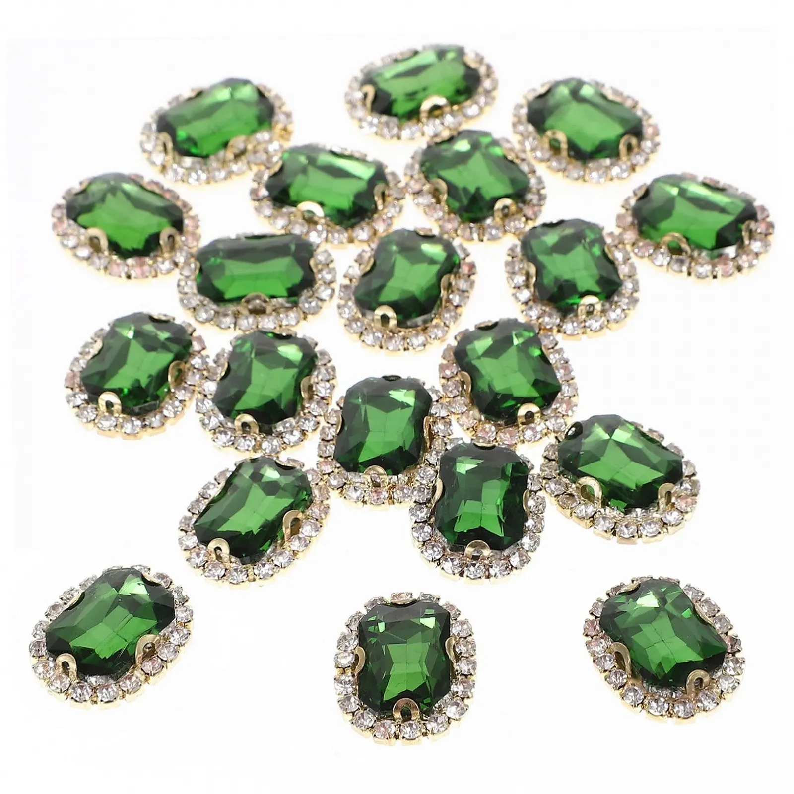Пришивні стрази LALAFINA 20 шт. для ювелірних та модних аксесуарів, маленькі, зелені, для одягу, сумок, весільних суконь, фото №1