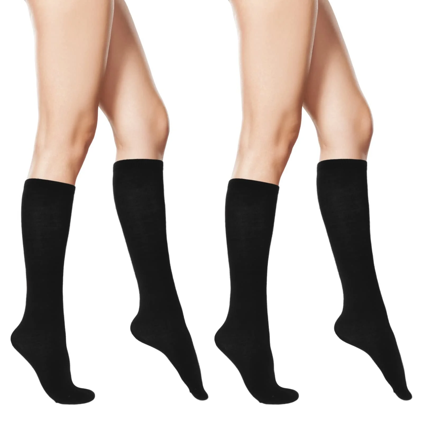 Женские хлопковые гольфы Sibba 2 пары Зимние теплые высокие носки полосатые Черный, фото №7