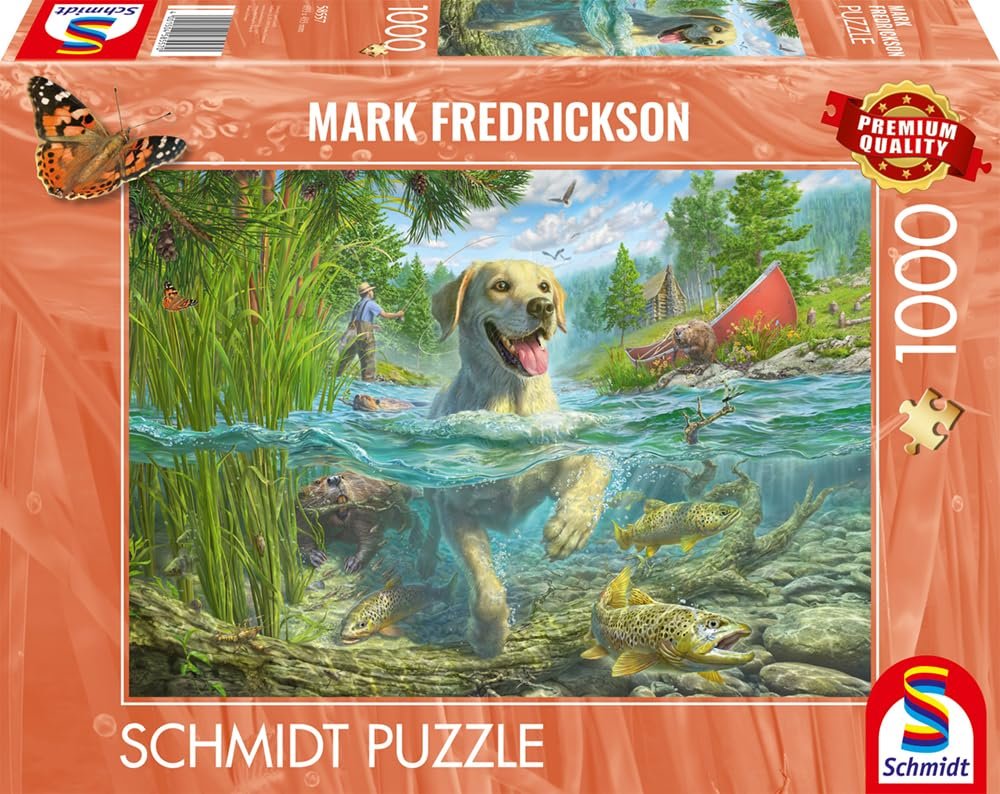 Пазл Schmidt Spiele Mark Frederickson Dog Love Yellow Labrador on Fish Hunt 58557 1000 деталей, фото №3 Пазл Schmidt Spiele Mark Frederickson Dog Love Yellow Labrador on Fish Hunt 58557 1000 деталей, фото №3