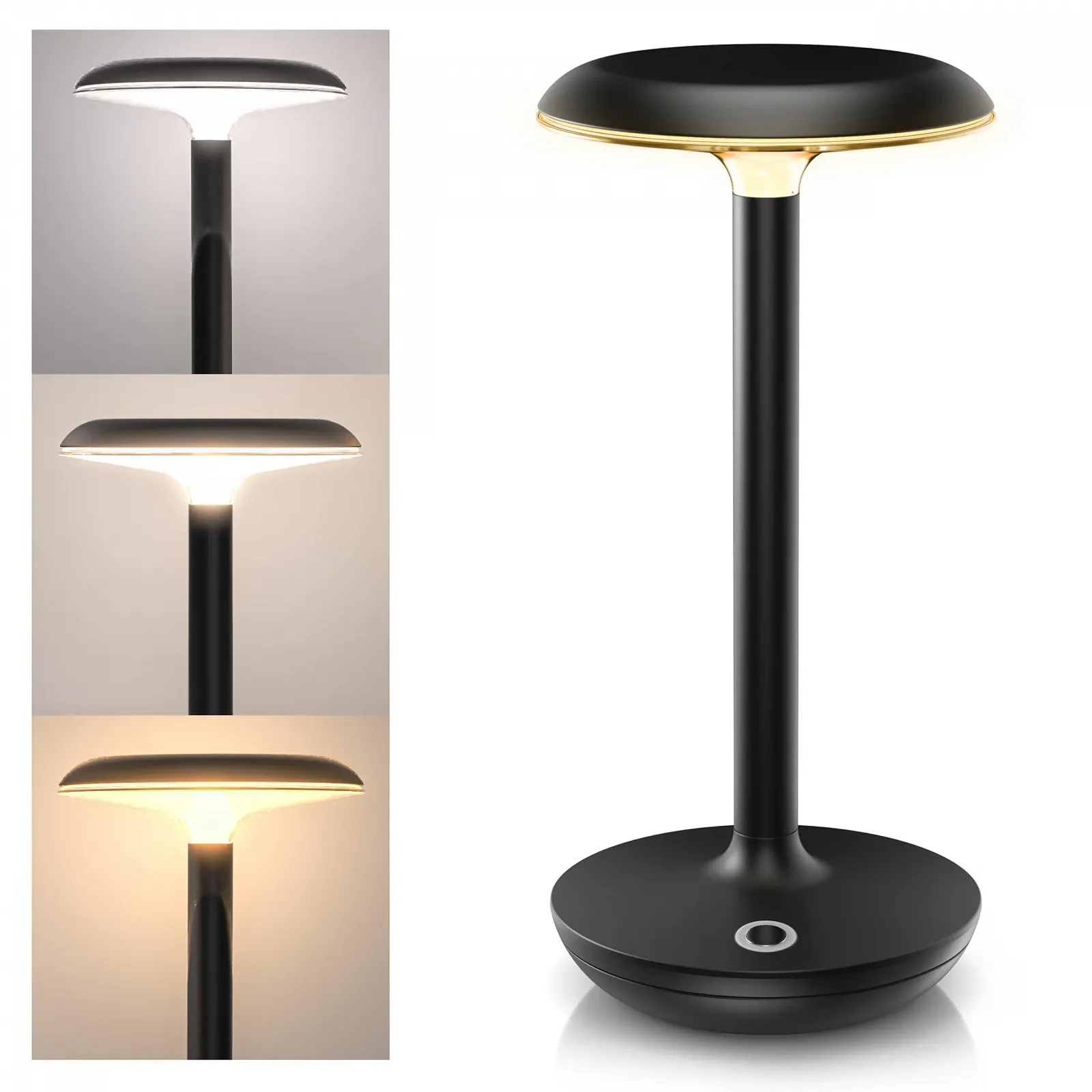 Світлодіодна настільна лампа Brandson акумуляторна бездротова 3 режими сенсорна Чорна, фото №1