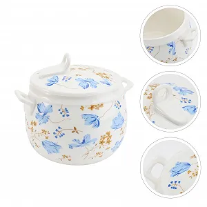 Кастрюля керамическая NOLITOY с крышкой дизайн Орхидея термостойкая для тушения synthetic.ua - Фото 1