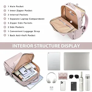 Рюкзак для ноутбука GOLF QUALITY 16 дюймов Водонепроницаемый Grey Pink synthetic.ua - Фото 1