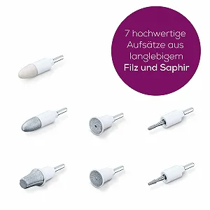 Набір для заміни для манікюрно-педикюрного апарату Beurer MP 44, 7 різних високоякісних повстяних і сапфірових насадок для шліфування, догляд за руками та ногами synthetic.ua - Фото 1