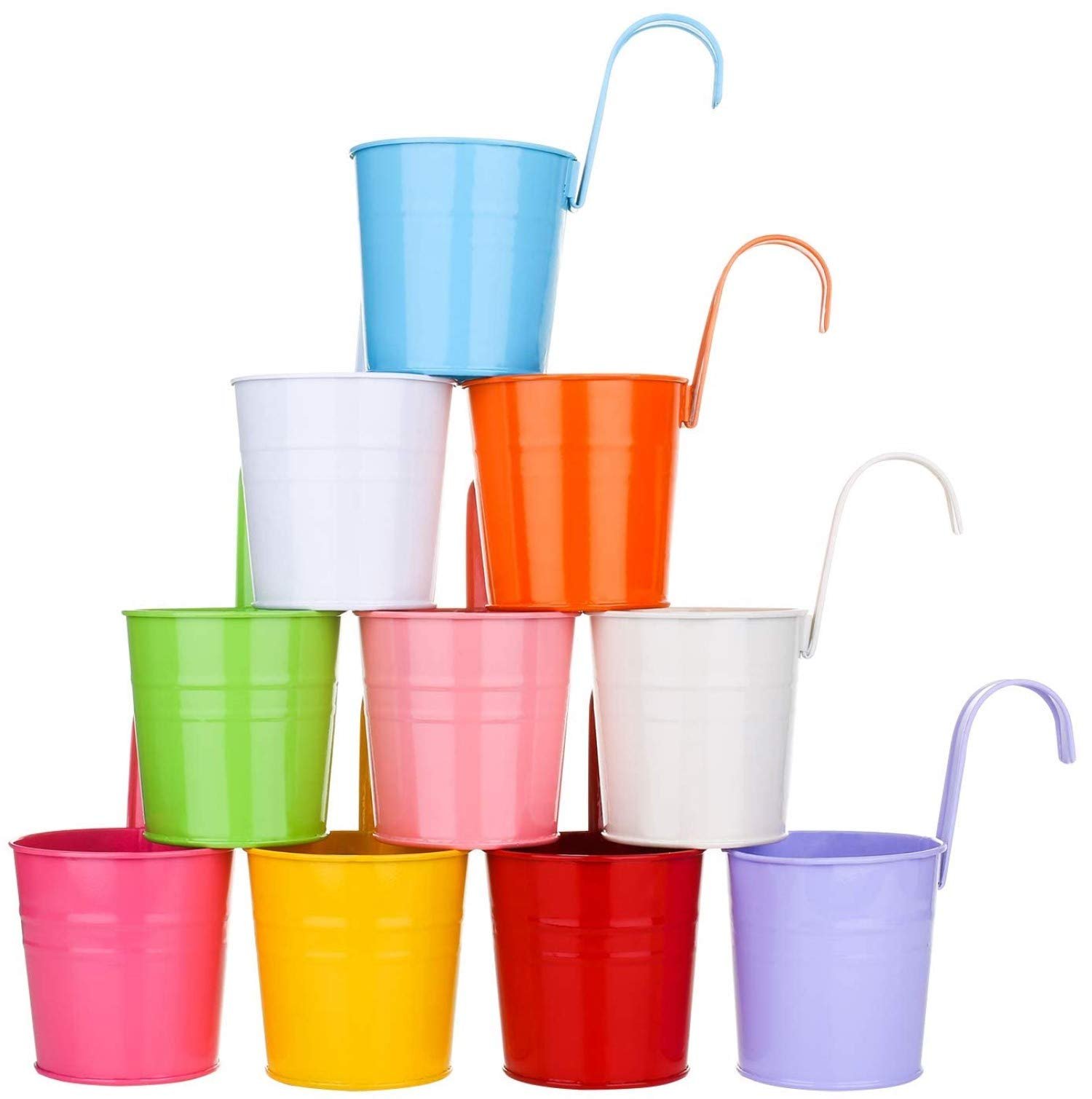 Підвісний квітковий горщик KAHEIGN металевий 10 см зі знімним гачком 10 шт Сріблястий, фото №1