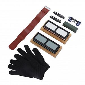 Набор точильных камней 400/1000 и 3000/8000 Grit с направляющей и перчатками synthetic.ua - Фото 1