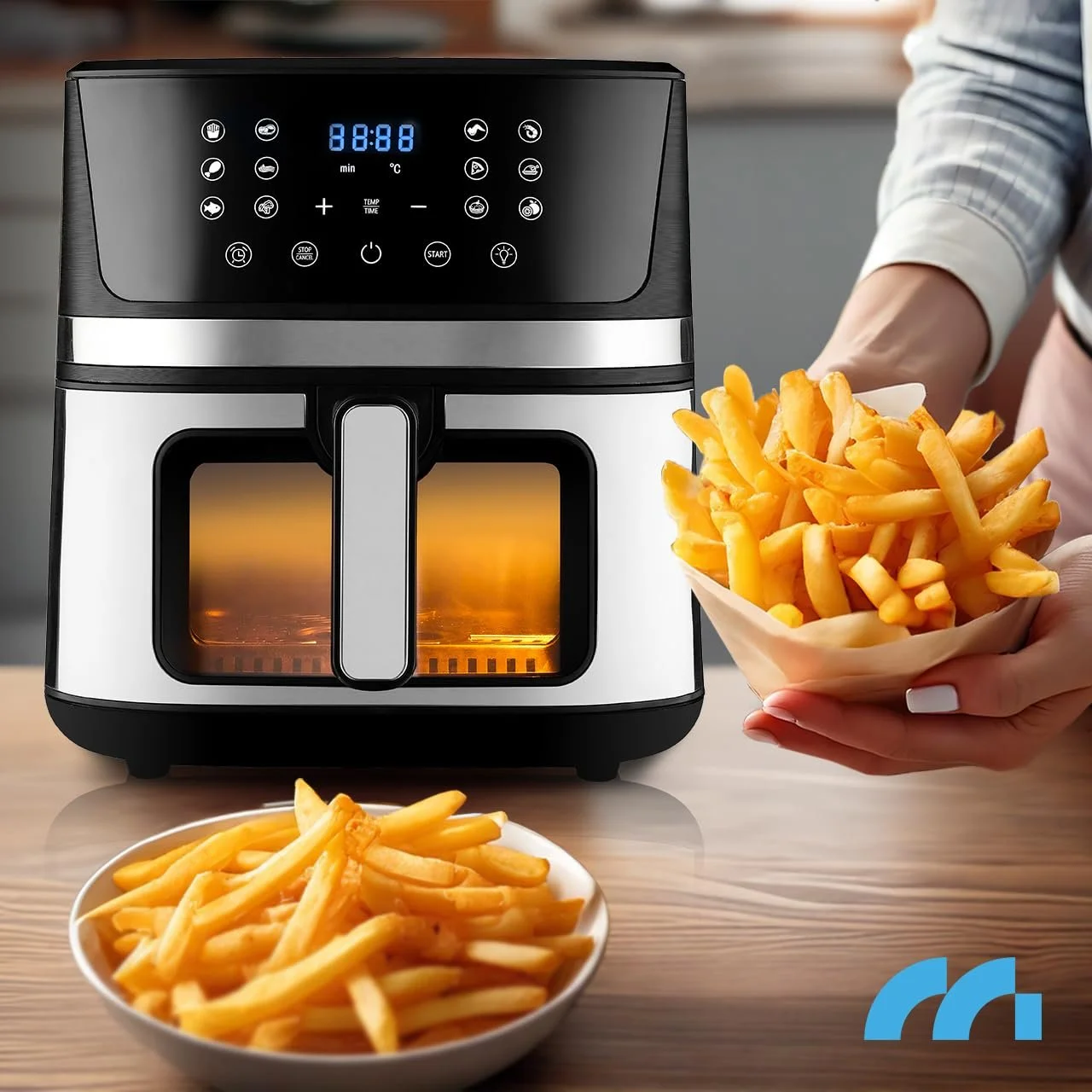 Мультипіч MalTec AirFryer1800W-7L 7 л 12 програм LED-екран Чорний, фото №3 Мультипіч MalTec AirFryer1800W-7L 7 л 12 програм LED-екран Чорний, фото №3