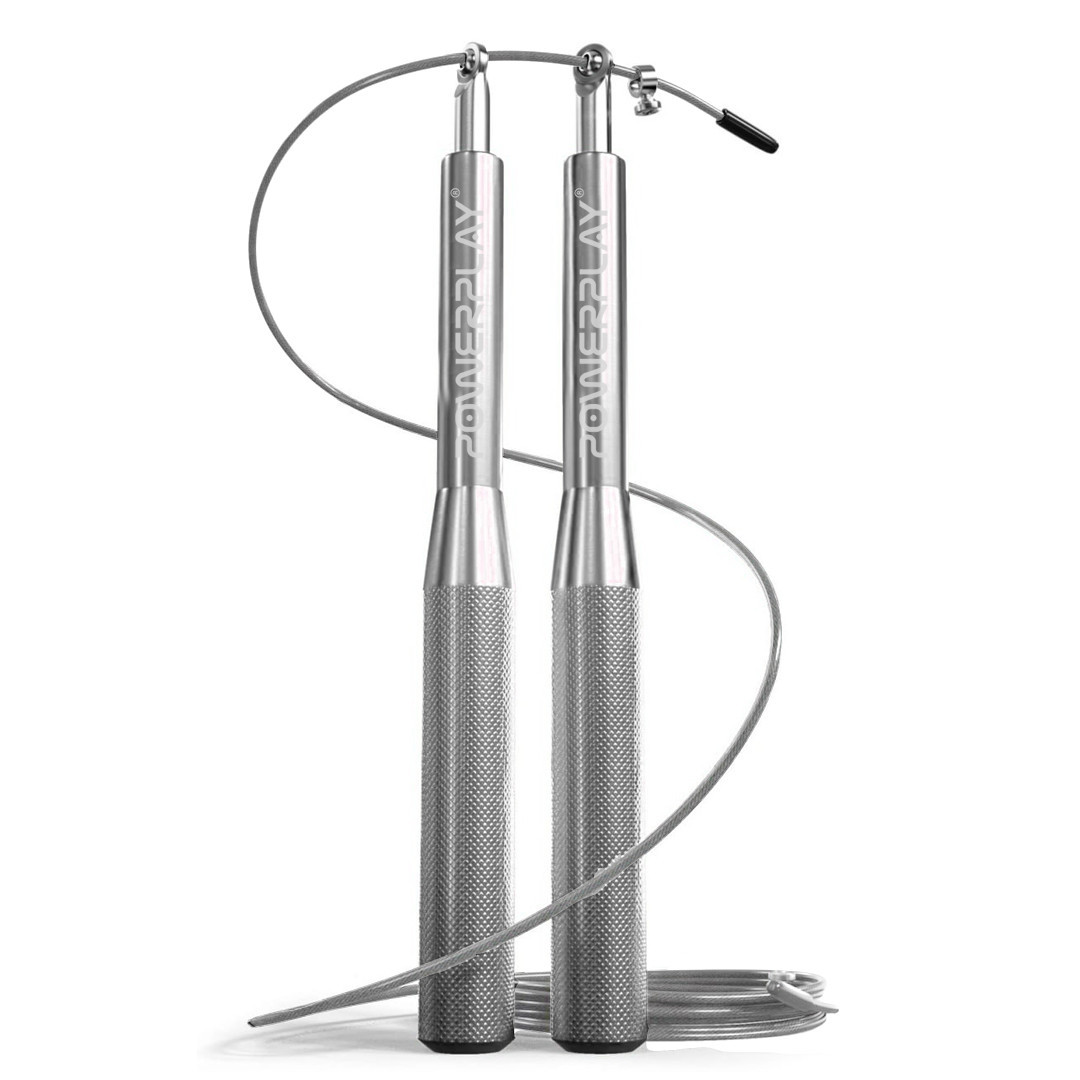 Скакалка швидкісна на підшипниках алюмінієва PowerPlay 4207 Elite Jump Rope Срібна 3m, фото №1