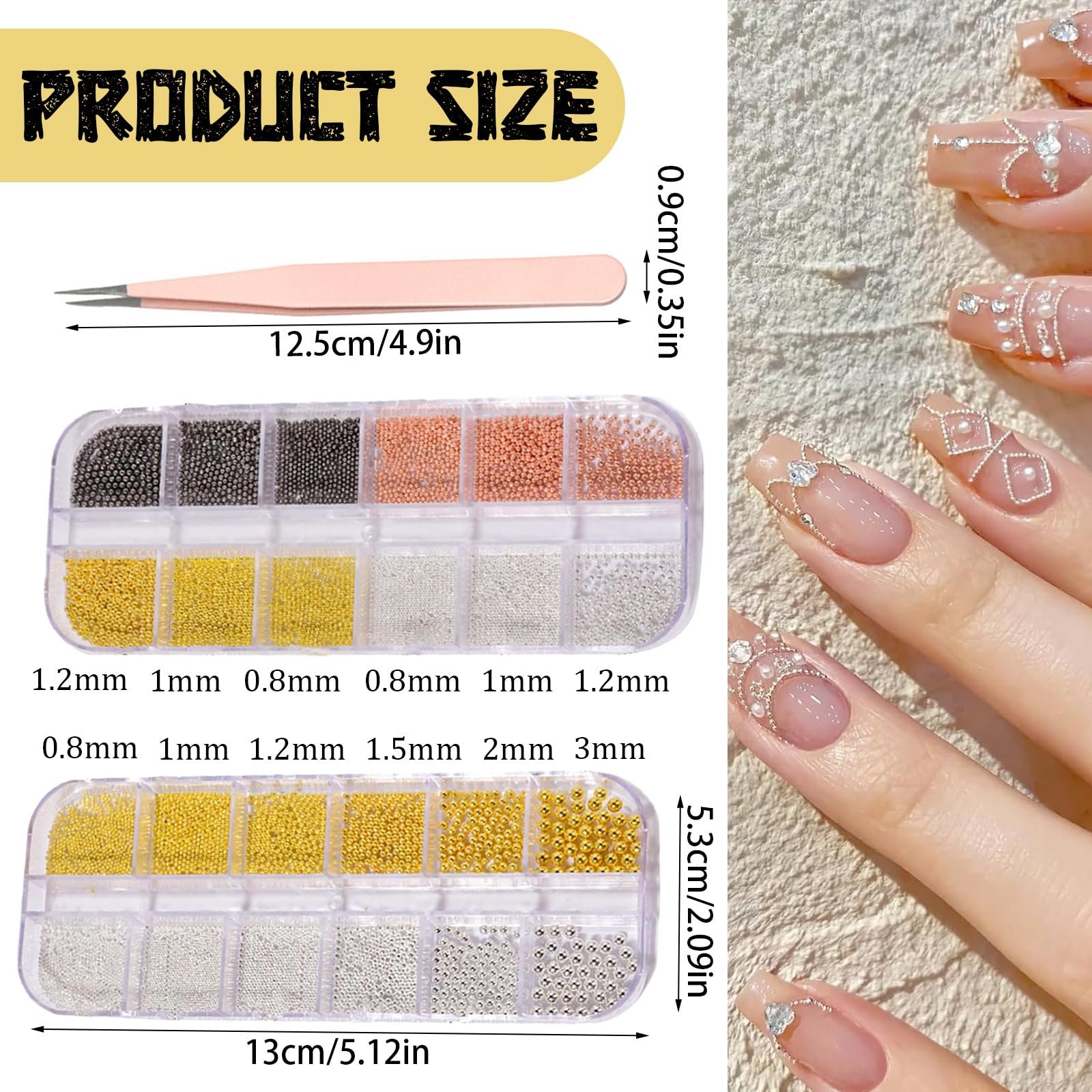 Ікра для нігтів 2 коробки, включно з пінцетом, фото №2