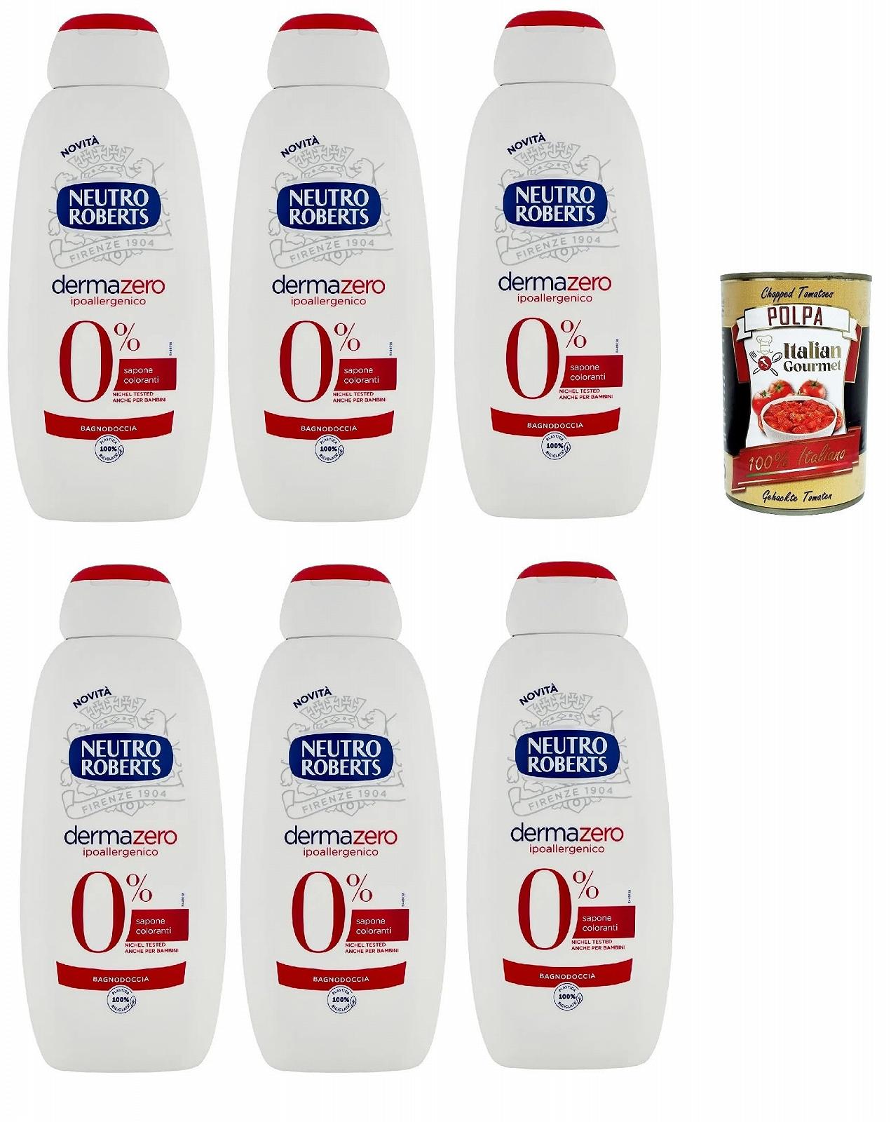Гель-піна для ванни Neutro Roberts dermazero ipoallergenico Зволожуюча та обволікаюча формула з чистою гліцериновою олією 6 х 450 мл + Томати подрібнені Italian Gourmet 400 г, фото №1