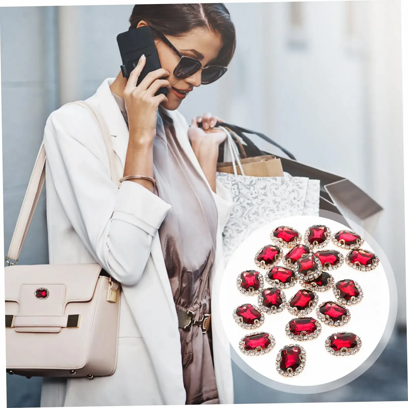 Стрази Пришивні декоративні блискучі 20 шт, фото №5