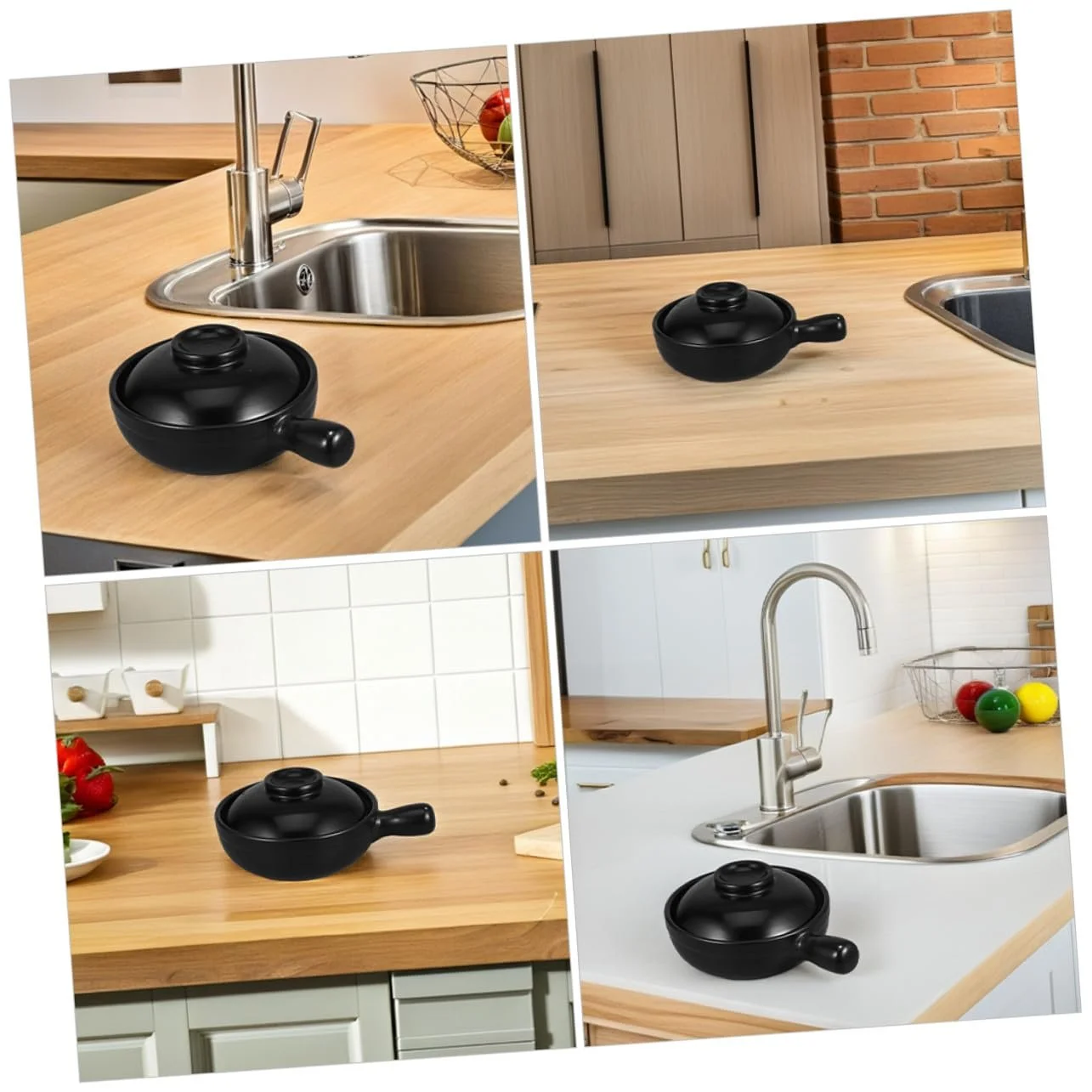 Горшок глиняный ручной работы универсальный с крышкой для риса и супа китайский стиль, фото №4