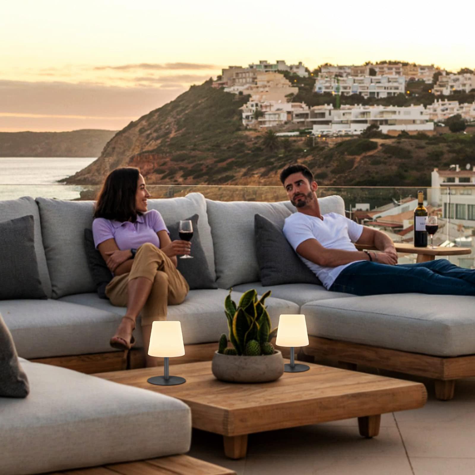 Вулична настільна лампа на сонячній батареї uuffoo IP44 8-12 годин роботи 2-в-1 зарядка Чорна, фото №5