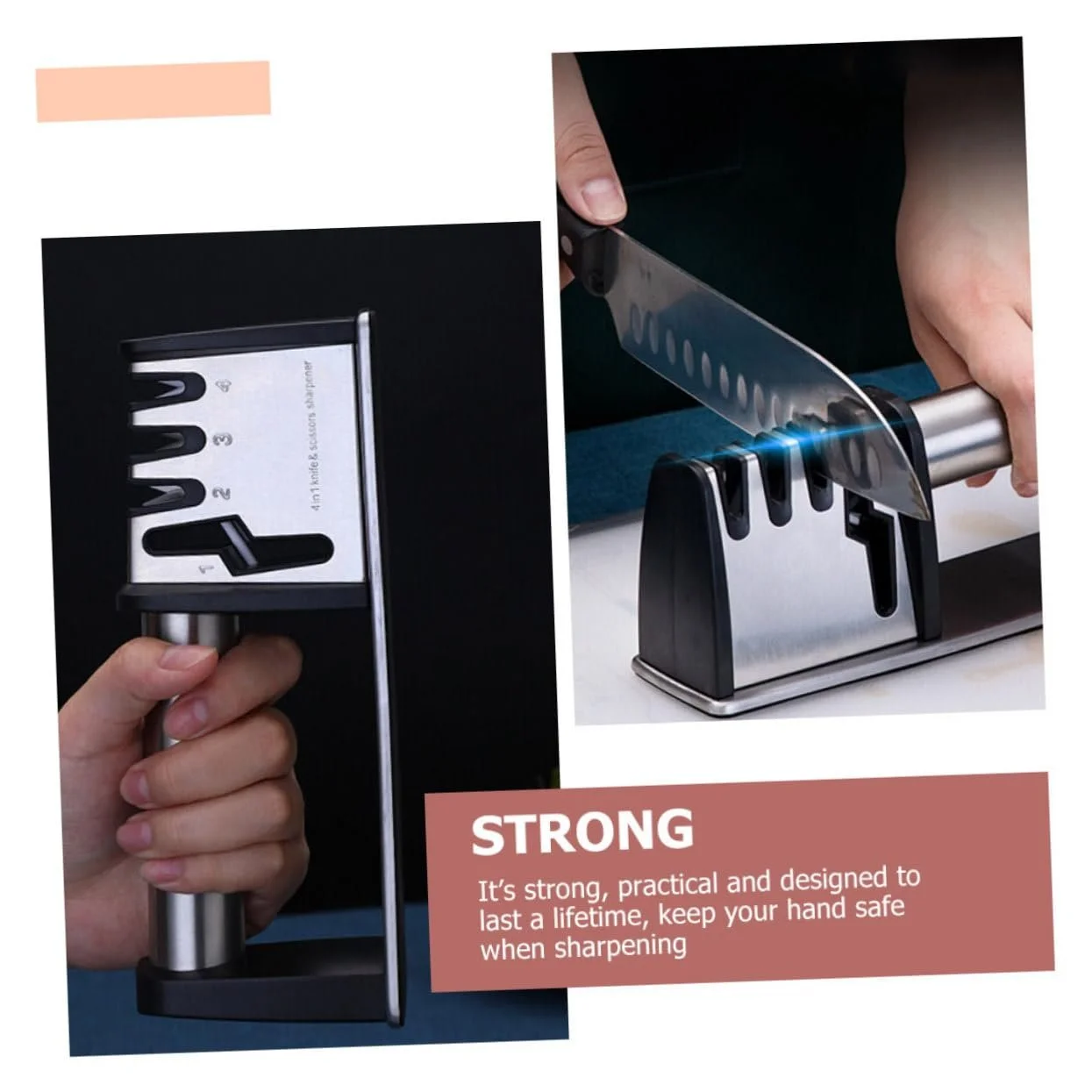 Точилка для ножей эргономичная кухонная настольная нескользящая, фото №6