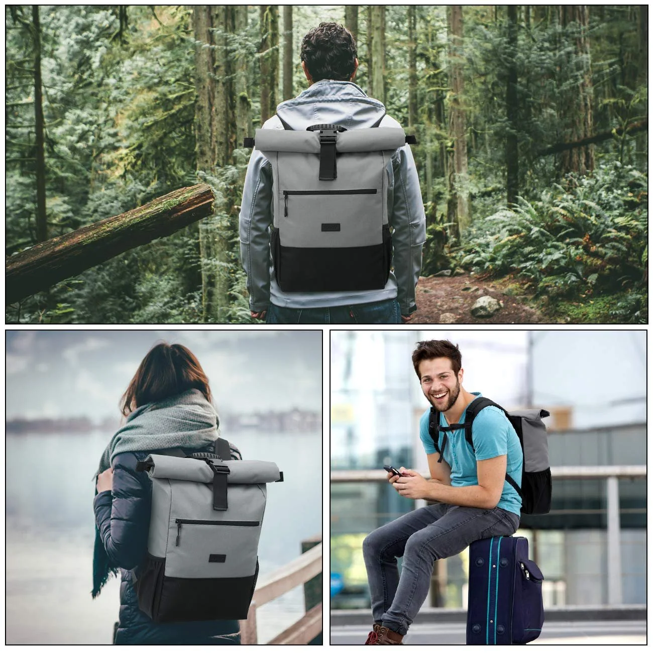Ролтоп-рюкзак для ноутбука Unisex 12-17 дюймів / 30.5-43 см Водонепроникний із захистом від крадіжки, фото №7 Ролтоп-рюкзак для ноутбука Unisex 12-17 дюймів / 30.5-43 см Водонепроникний із захистом від крадіжки, фото №7