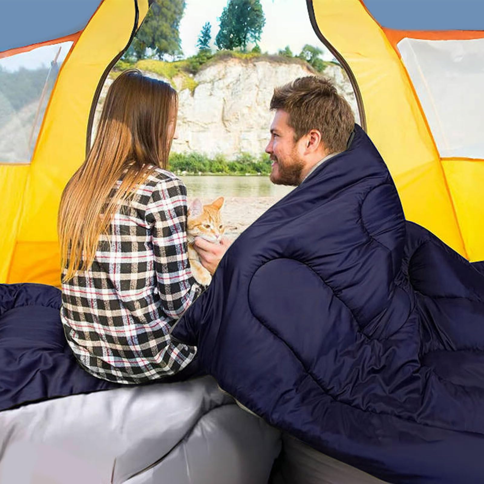 Спальный мешок Bibykivn Outdoor для 3-4 сезонов Летний Для взрослых Одеяло Теплый Водонепроницаемый Легкий Портативный Для кемпинга, фото №5