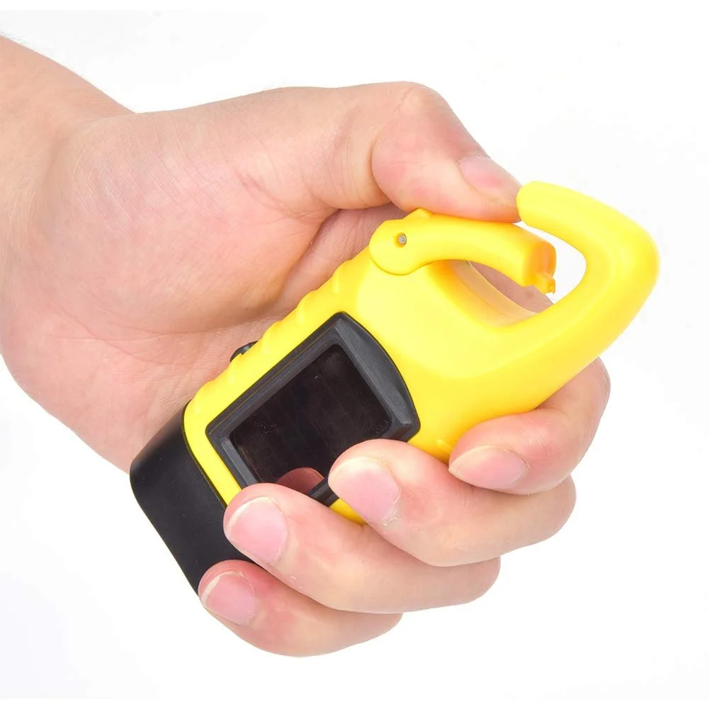 Ліхтарик Alomejor Ручний з сонячною панеллю LED Компактний для надзвичайних ситуацій Зелений ABS пластик Жовтий, фото №8