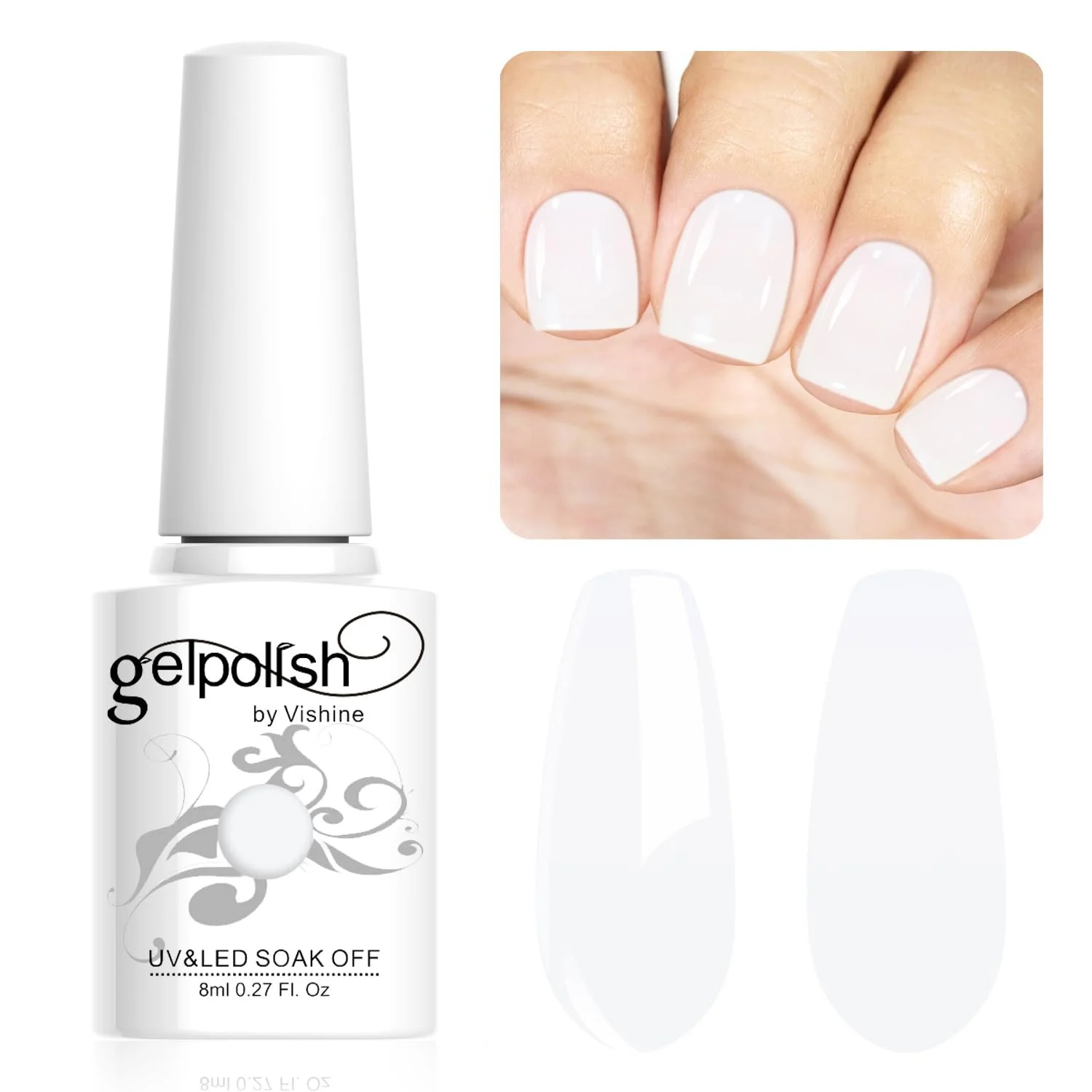 Гель-лак Vishine Молочний Напівпрозорий Білий L091, фото №1