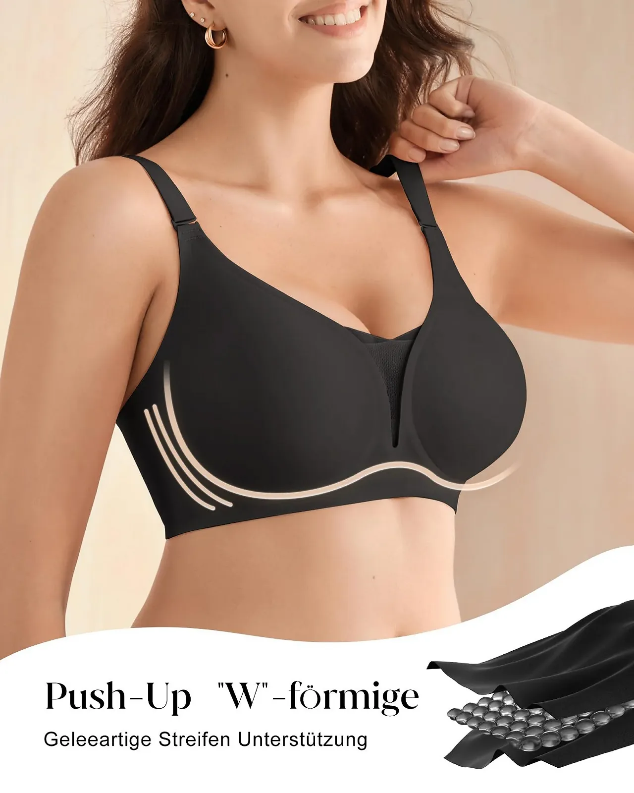 Бюстгальтер-бралетт SHARICCA без косточек, V Neck, сетчатый, Push Up, комфортный, воздухопроницаемый, бесшовный, T Shirt, с уплотнителем, фото №2 Бюстгальтер-бралетт SHARICCA без косточек, V Neck, сетчатый, Push Up, комфортный, воздухопроницаемый, бесшовный, T Shirt, с уплотнителем, фото №2
