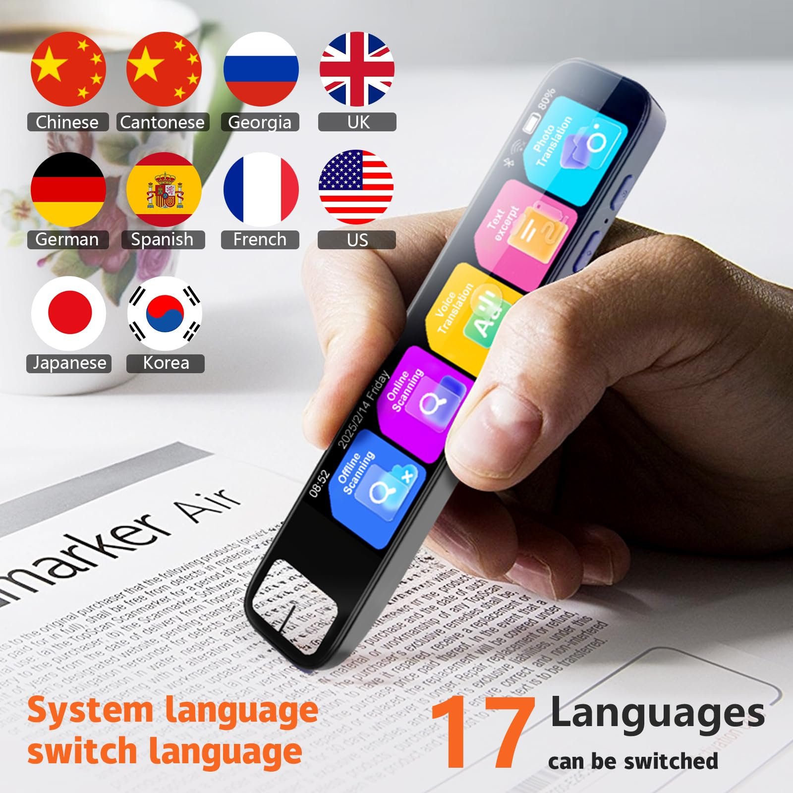 Ручка-сканер WingFly, ручка-переводчик со сканированием на 134 языках, сенсорная, фото №7