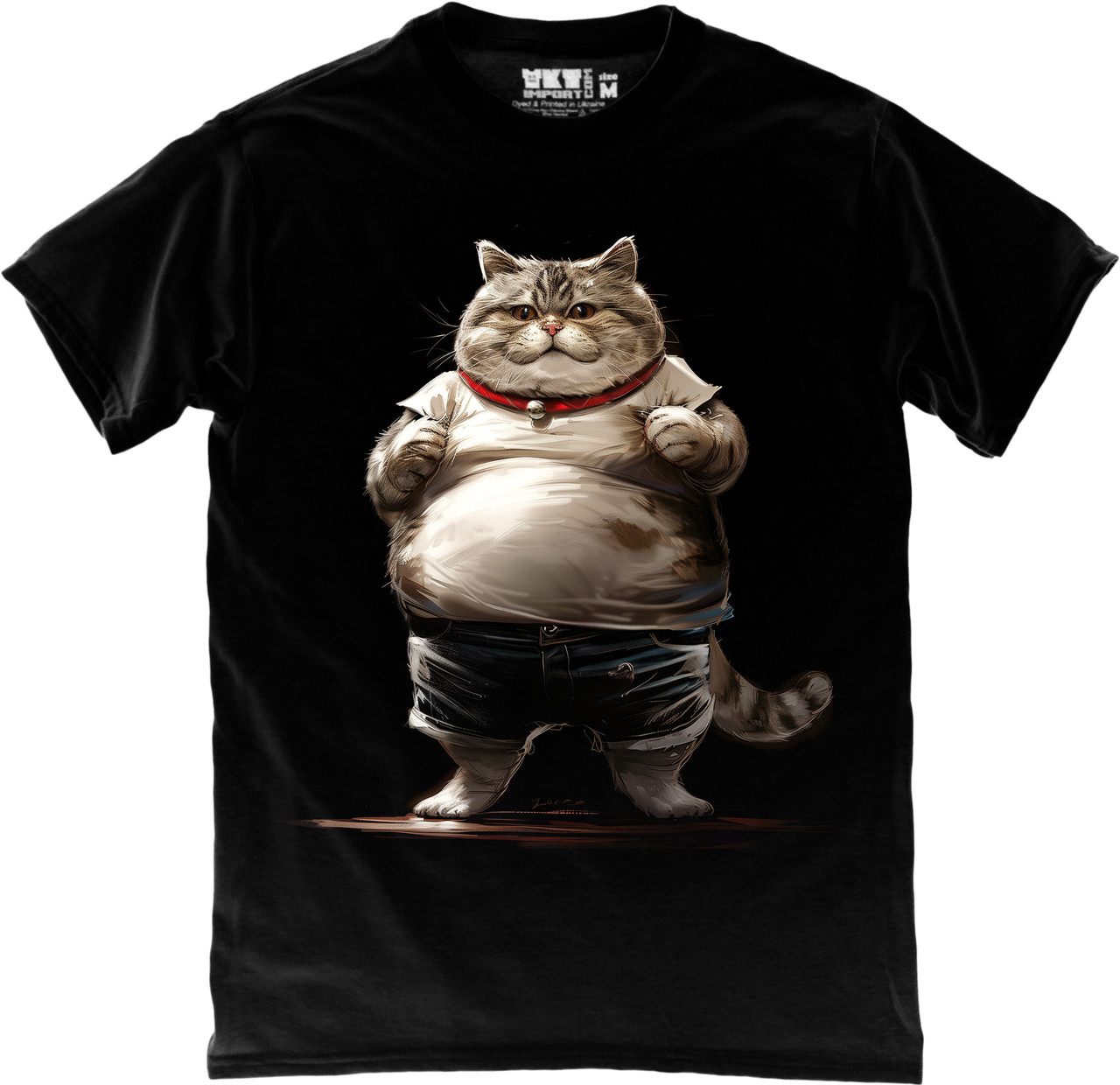 Футболка Жирний Кіт Fat Cat унісекс чорна S, фото №1