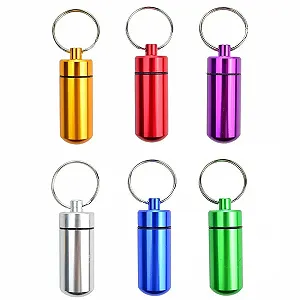 Коробка для таблеток 6шт Брелок для ключів Коробка для таблеток Водонепроникна капсула Коробка для таблеток Водонепроникна алюмінієва Коробка для таблеток Брелок для ключів для спорту на відкритому повітрі Кемпінг Туризм Подорожі - Фото 1