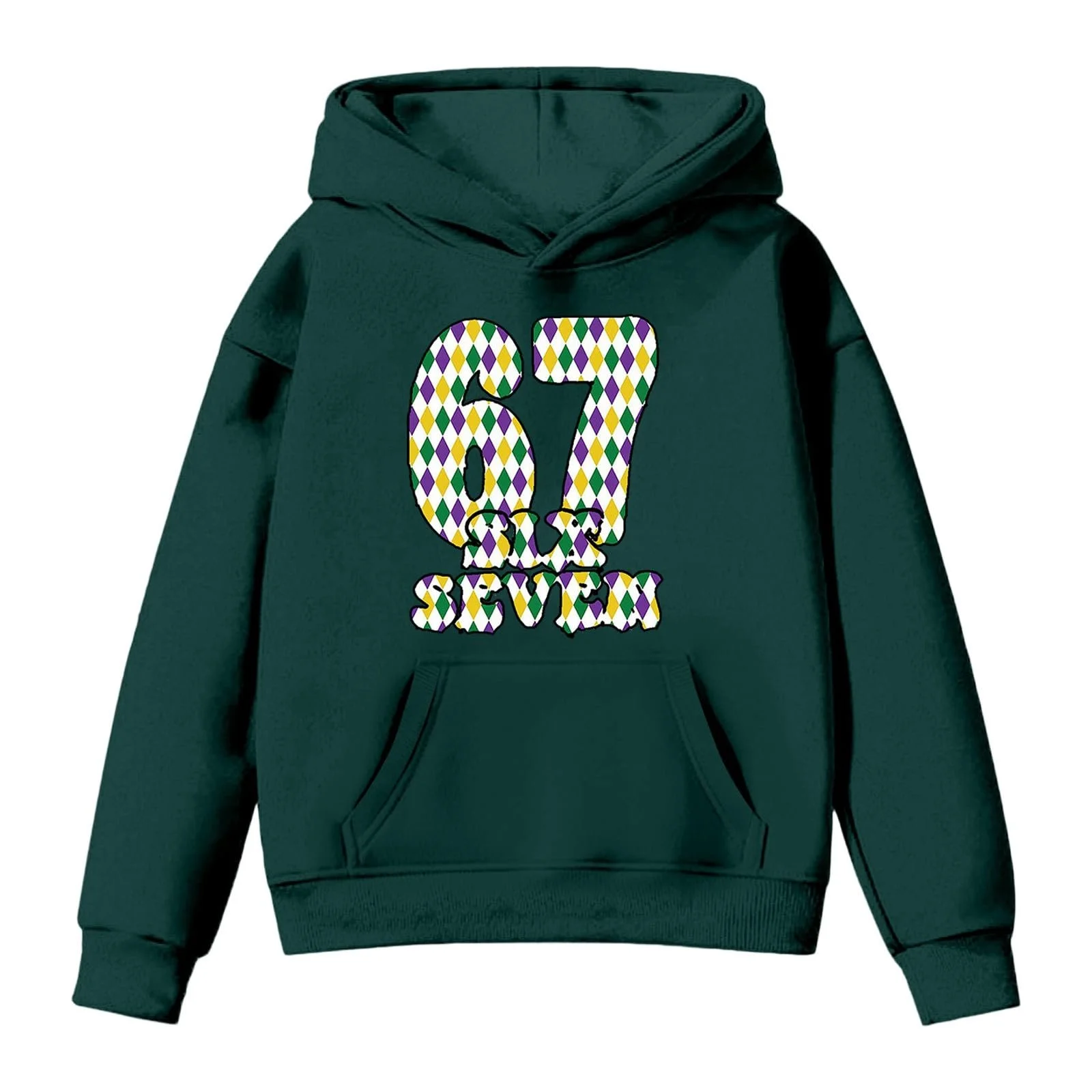 Худи 67 с карнавальным узором для мальчиков и девочек, мягкий флисовый пуловер с карманами для игр, фото №1