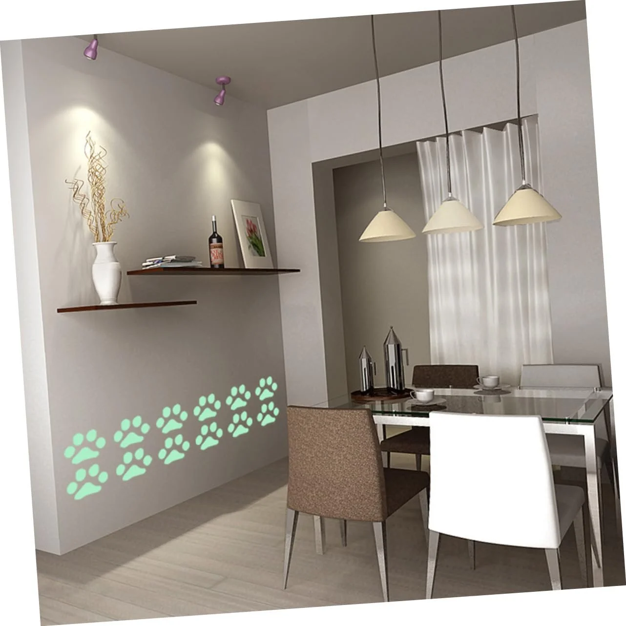Набір наклейок на стіну BESTYASH Fluorescent Paws Самоклеючі 6 шт., фото №9