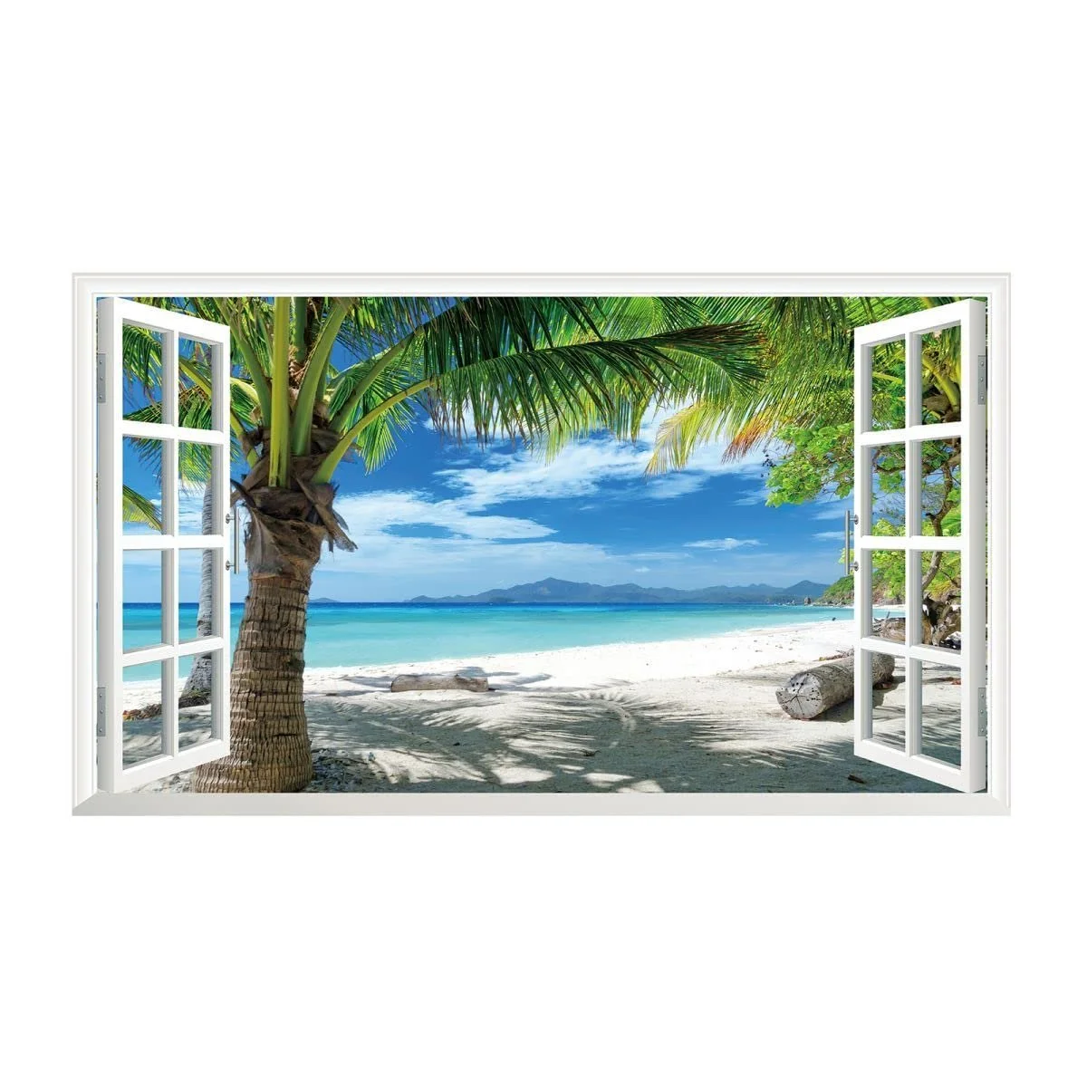 Наклейки на стіну Морський пляж Природа Пейзаж 3D ефект XXL 1000 мм x 600 мм 2 шт., фото №3