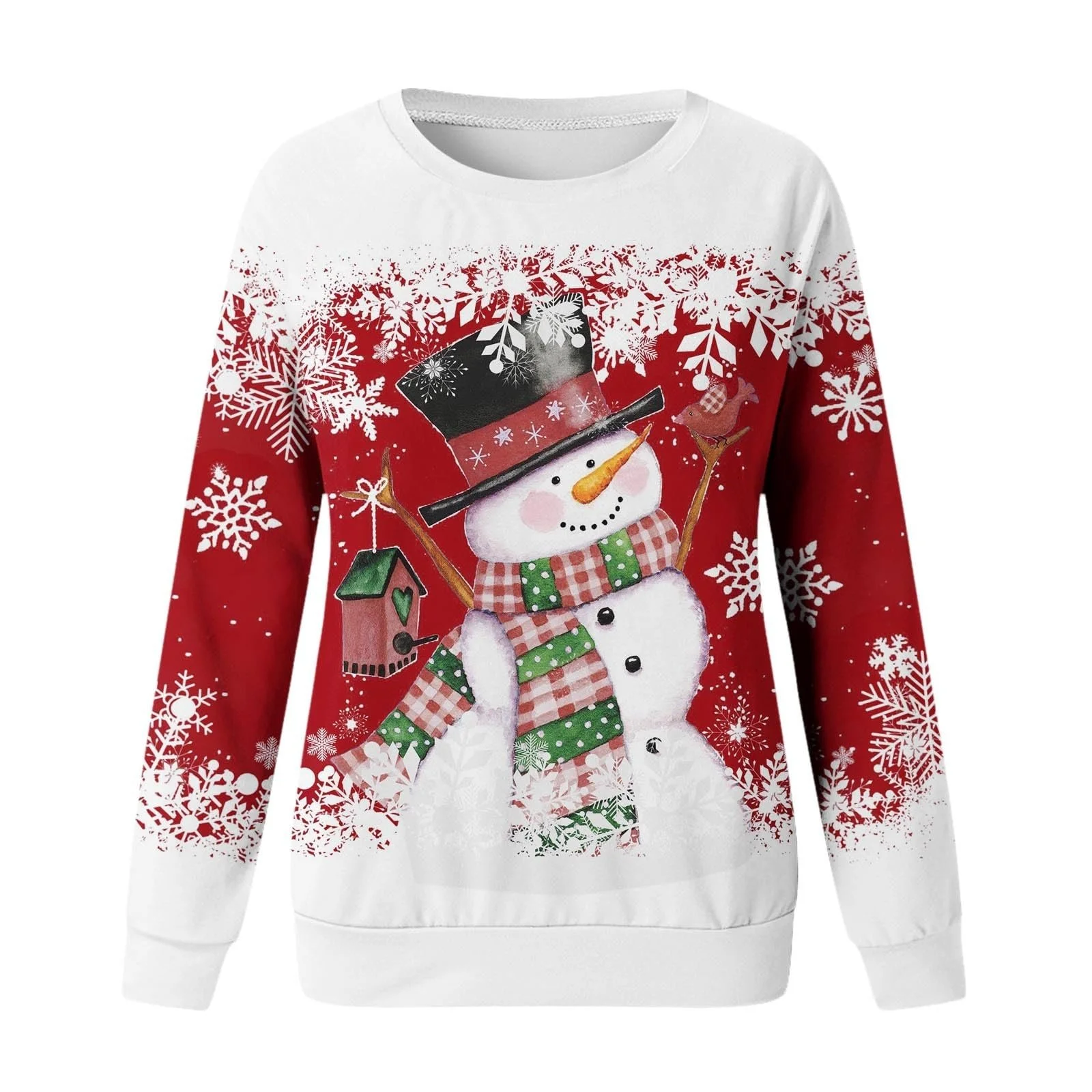 Рождественский джемпер Generisch Женский Подходит для девочек-подростков Свитшот с длинными рукавами и круглым вырезом Симпатичный рождественский принт с оленями, фото №2