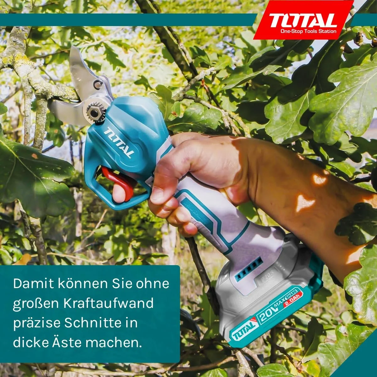 Секатори акумуляторні TOTAL Brushless TSSLI202581 25 мм Синій, фото №5