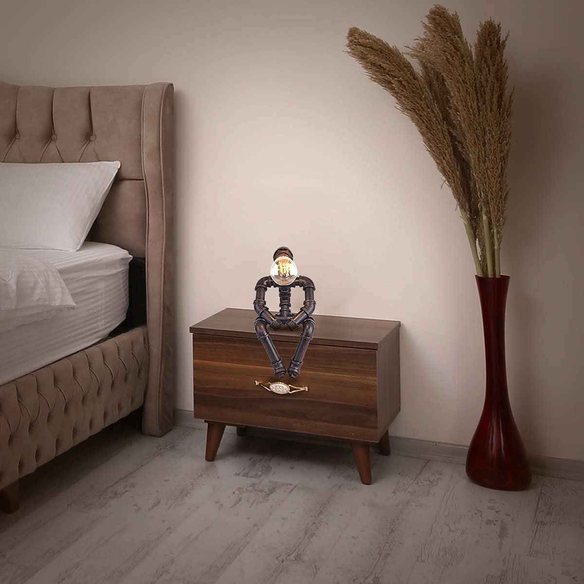 Настільна лампа Water Pipe Robot Style у вінтажному індустріальному стилі Steampunk, залізо, колір іржі B, фото №9