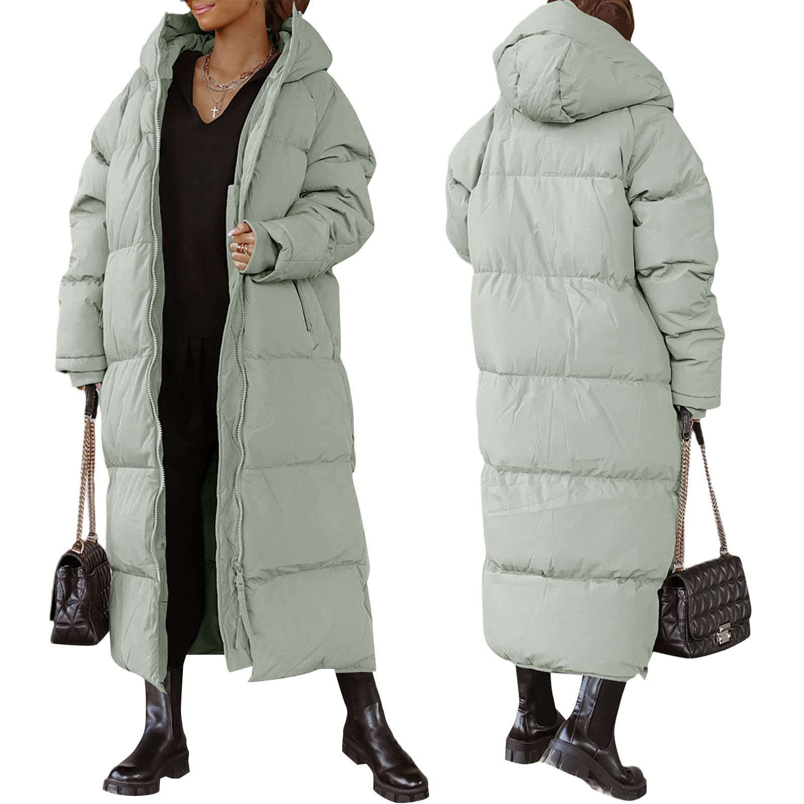 Жіноче зимове пухове пальто з капюшоном, вітрозахисна стьобана, фото №4 Жіноче зимове пухове пальто з капюшоном, вітрозахисна стьобана, фото №4