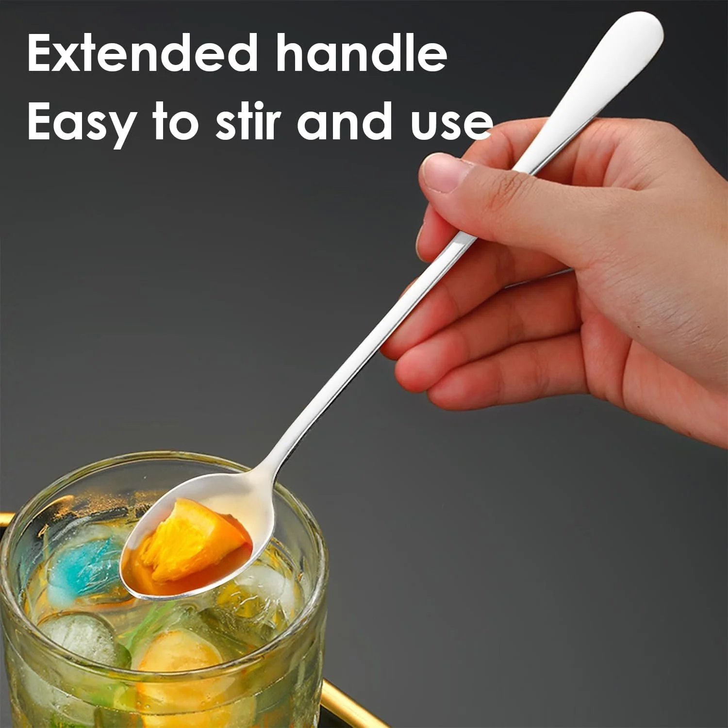 Ложка для макіято з нержавіючої сталі (8 шт.) Довга ручка, фото №4