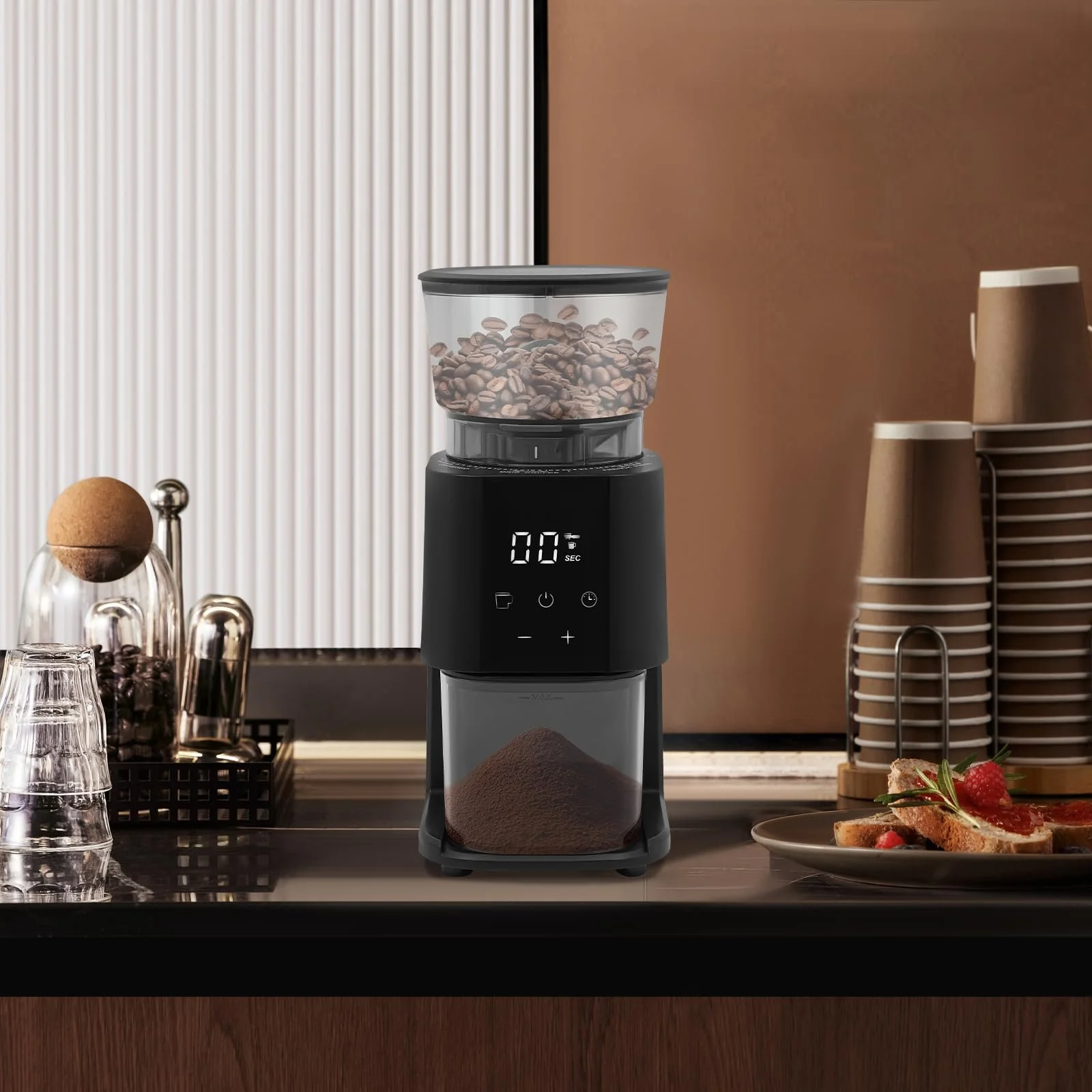 Кофемолка электрическая для кофе и специй, 30 настроек помола, регулируемая полностью автоматическая, фото №3