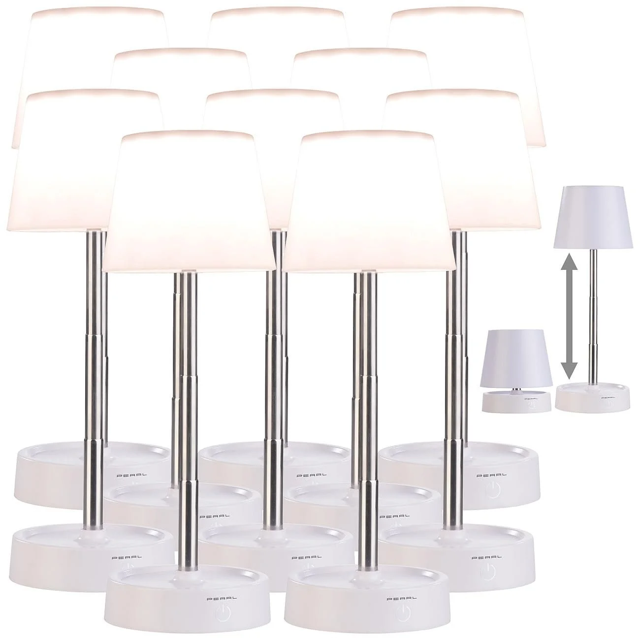 Настільна лампа PEARL комплект 8 шт. акумуляторна телескопічна з димуванням 80 лм 1200 мАг Біла, фото №1
