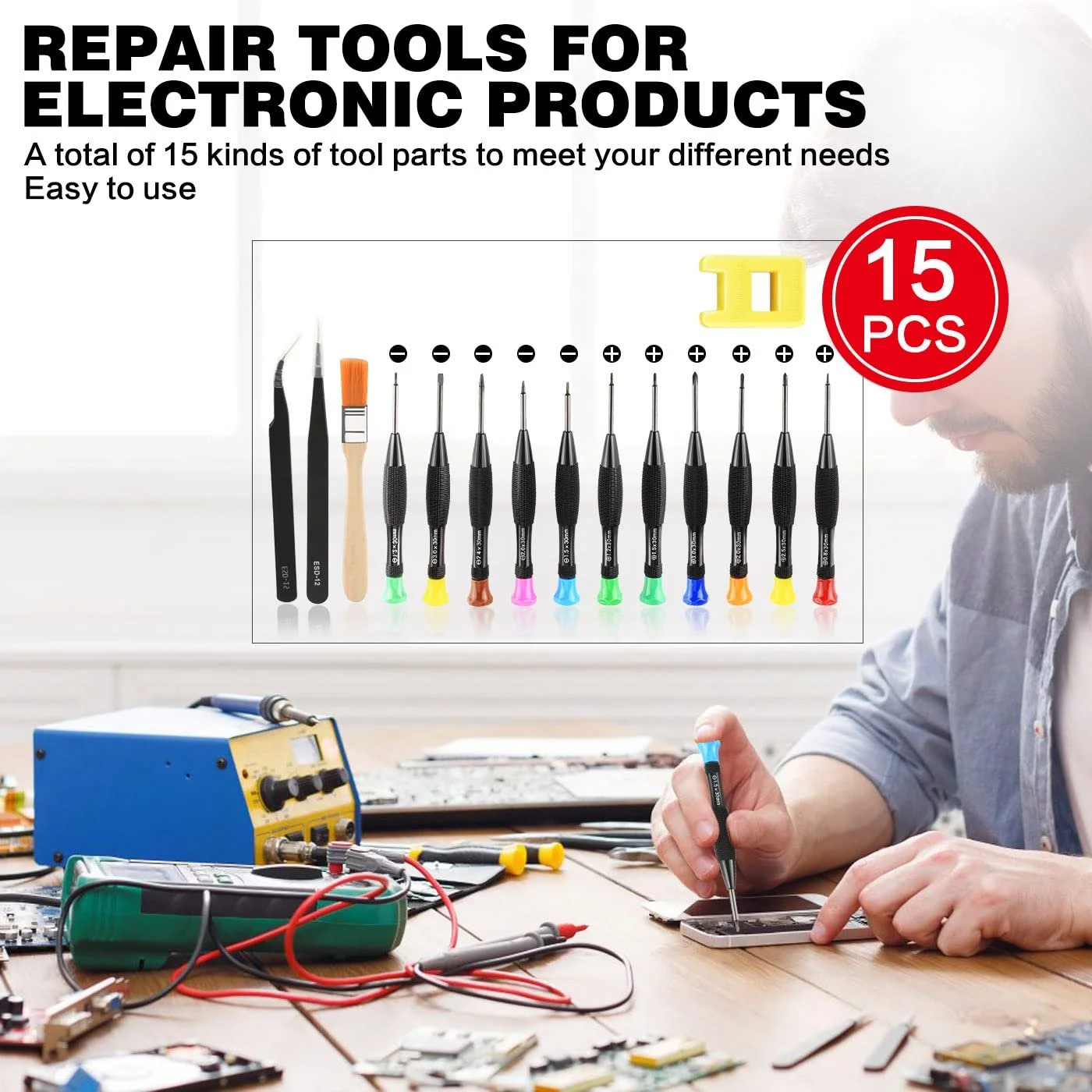 Набір викруток Drado 15 шт. Міні-набір отв. для ремонту Годинниковий отв. для електронних продуктів, фото №2