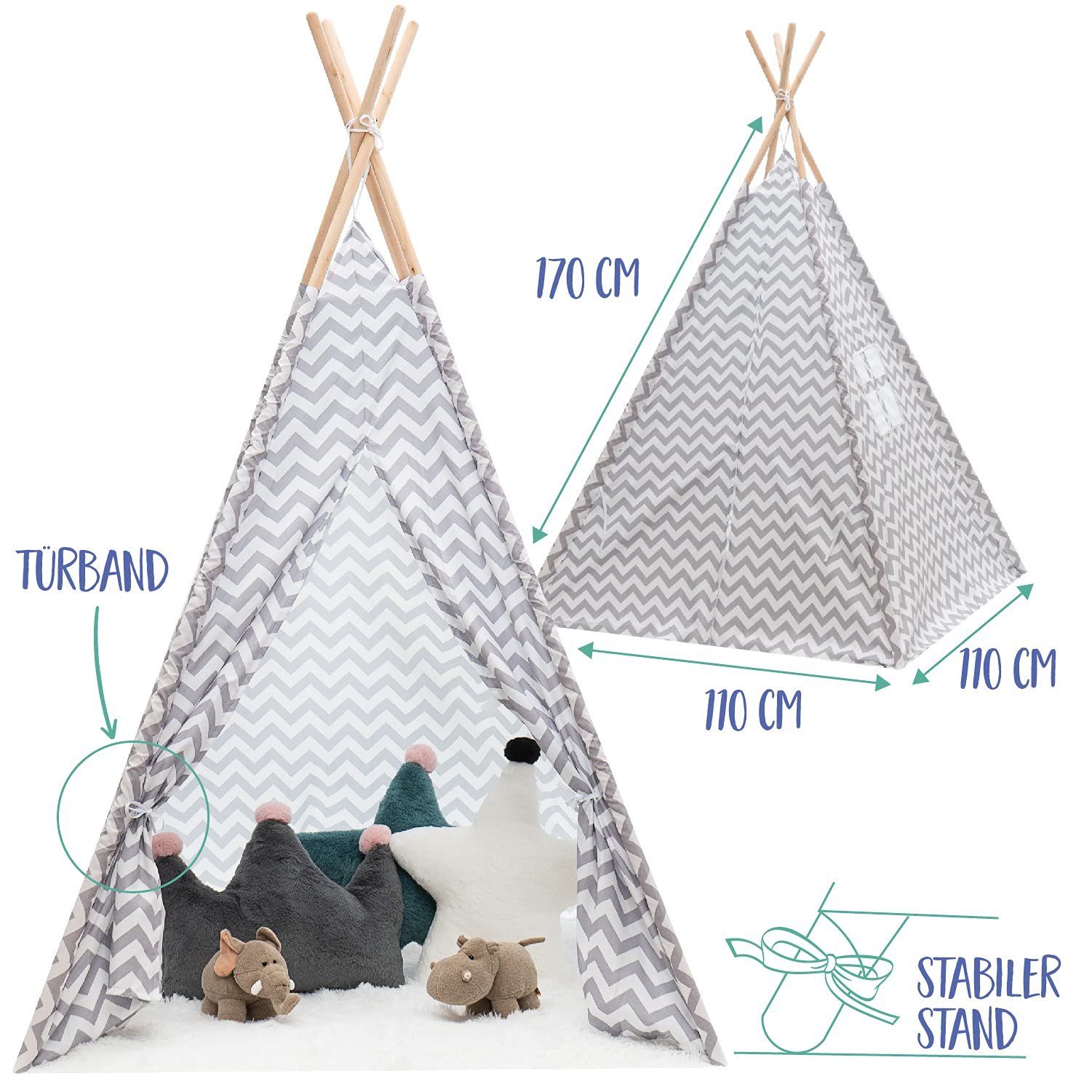 Игровой шатер Tipi KNECKES Premium 110 x 110 x 170 см, фото №3