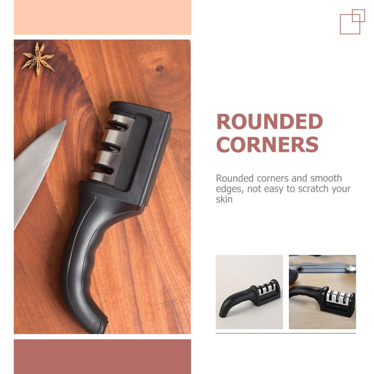 Ручна Точилка для ножів Toyvian 2 штуки з алмазної сталі компактна чорна, фото №9